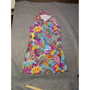 Pappagallo Dress Women's Large Flower Power Hippie Stretch Sleeveless Festival